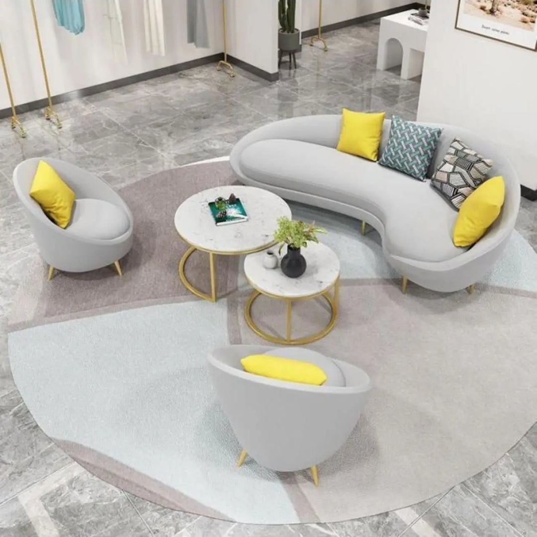 AAH Home Dutch Velvet Fabric Arc-shaped Sofa set for Livingroom Office AAH HOME