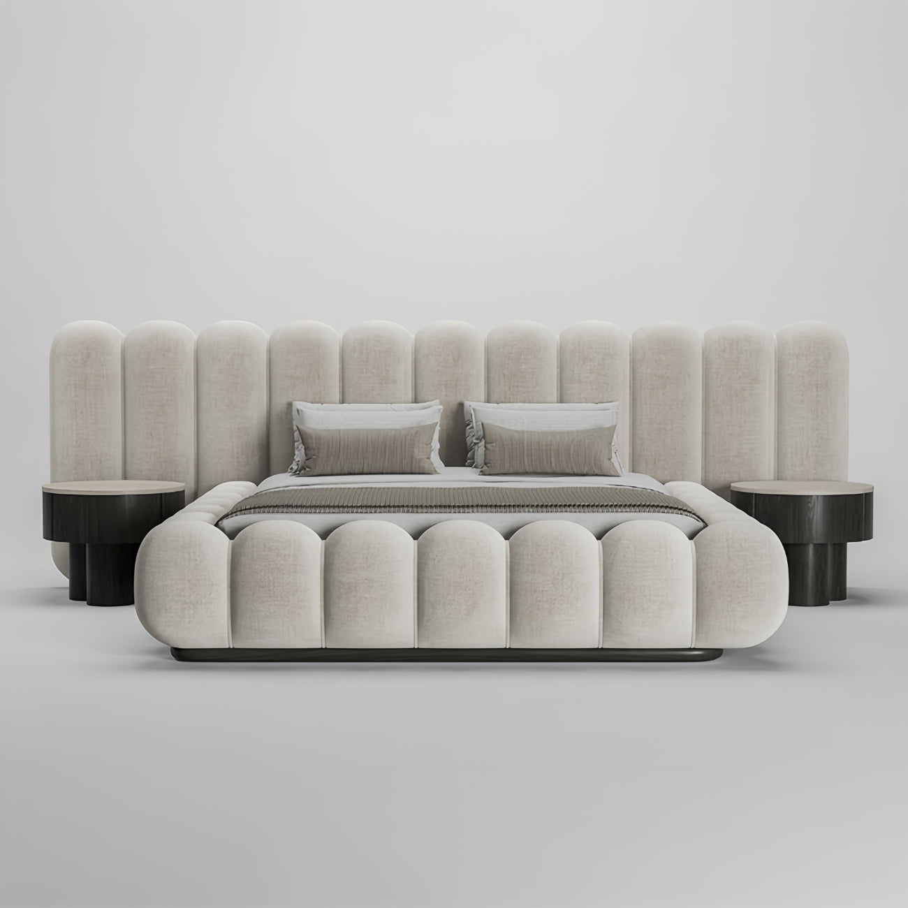 ABC Home Bed Frame Modern Velvet King Queen Size for bedroom Without Mattress