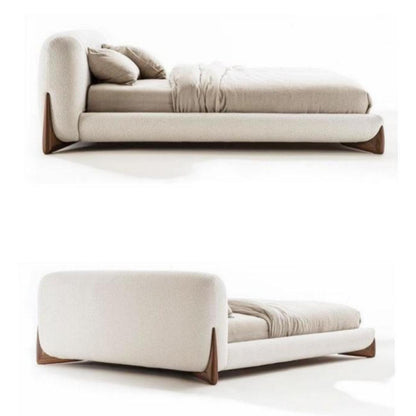 ABC Home Light Luxury Fleece Fabric Wrap Bed Frame for Bedroom Without Mattress