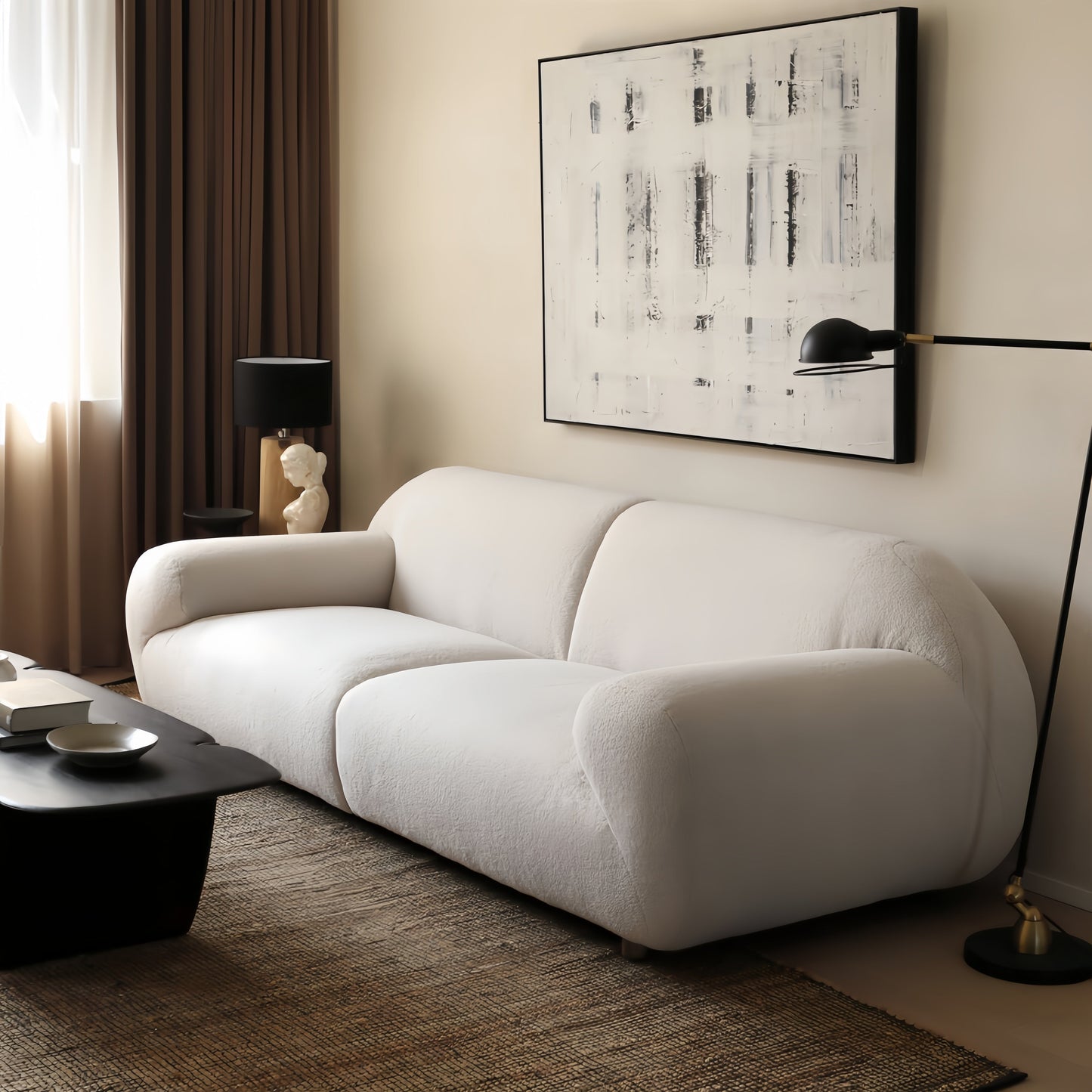 ABC Home Fleece Fabric Overstuffed Multifunction Cloud shaped Sofa Chair set for Livingroom Office