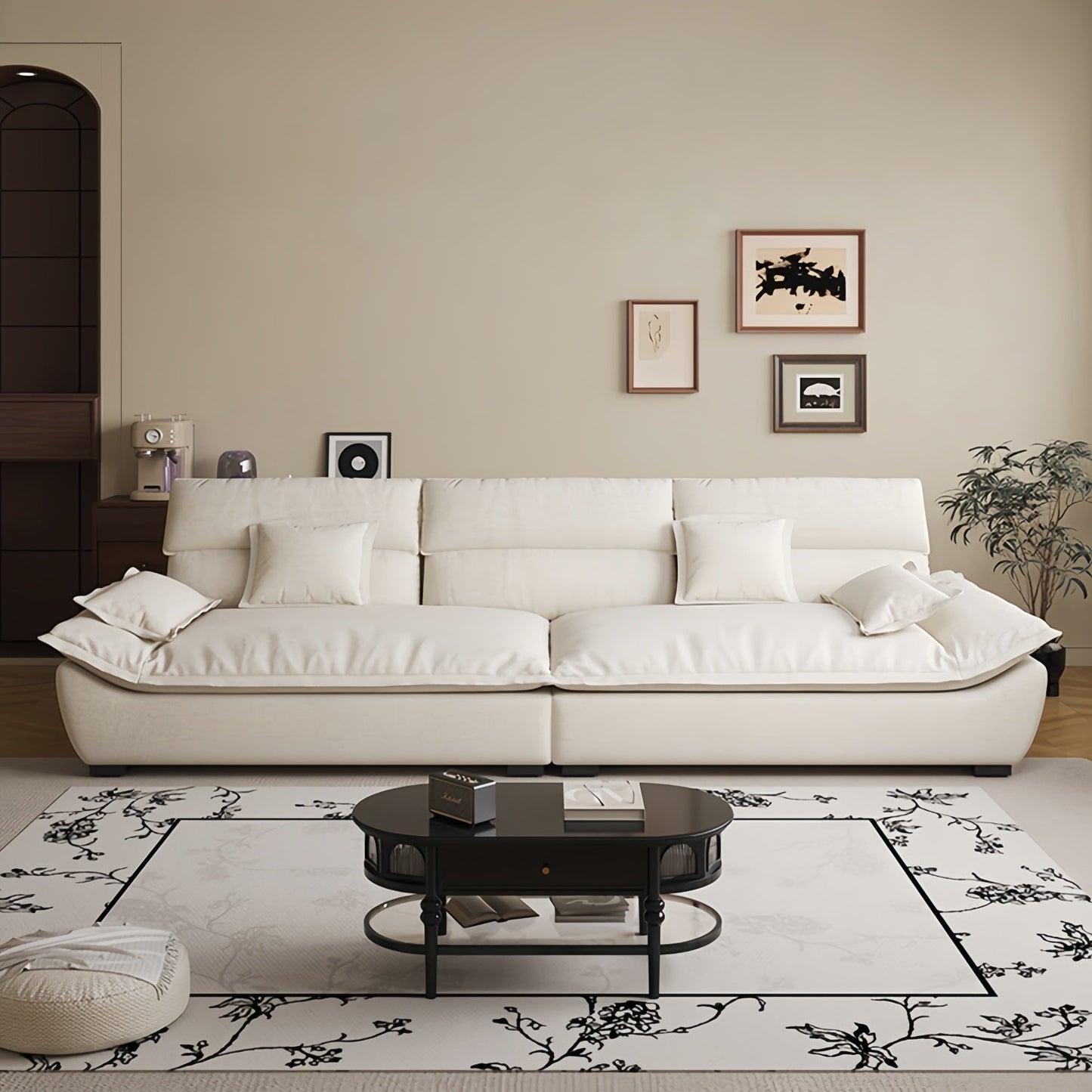 ABC HOME Wood White Sectional Sofa | Contemporary Style