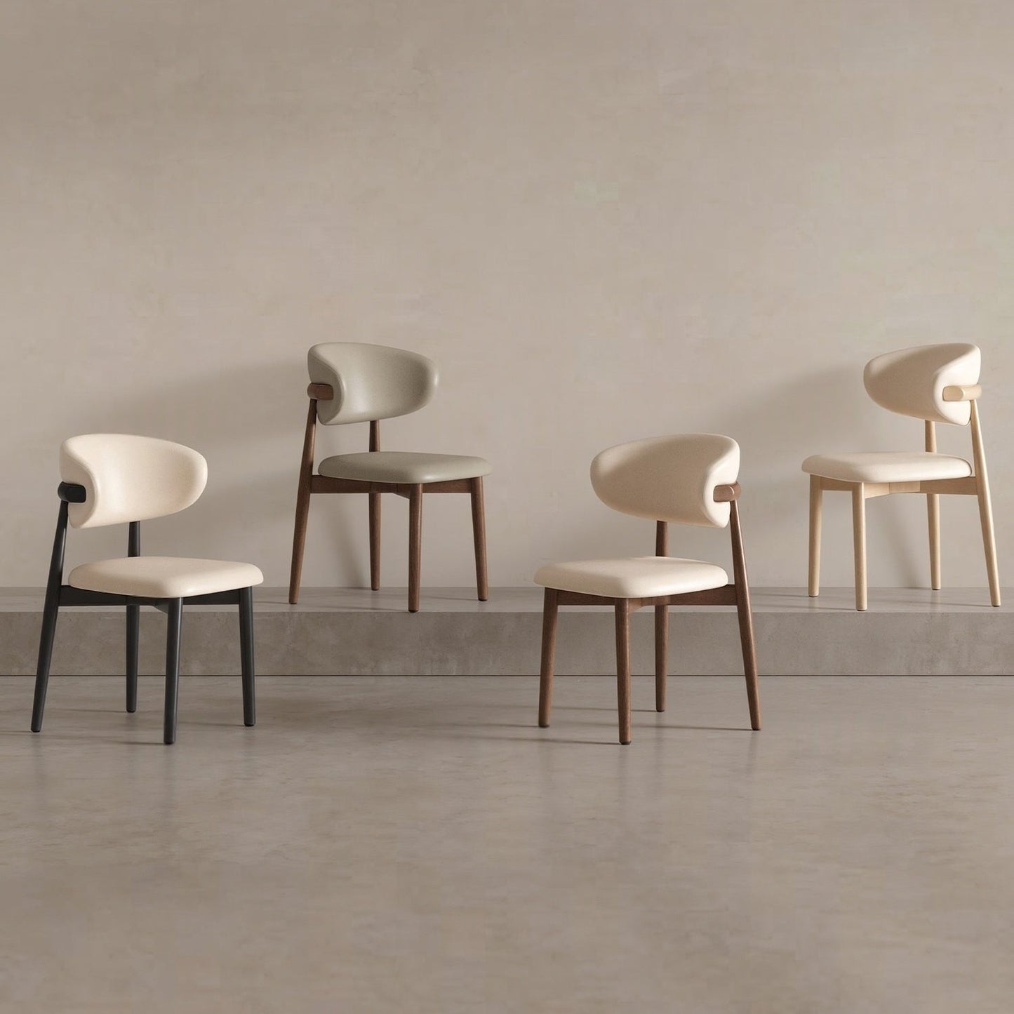 ABC HOME Chair: Linen Walnut Wood