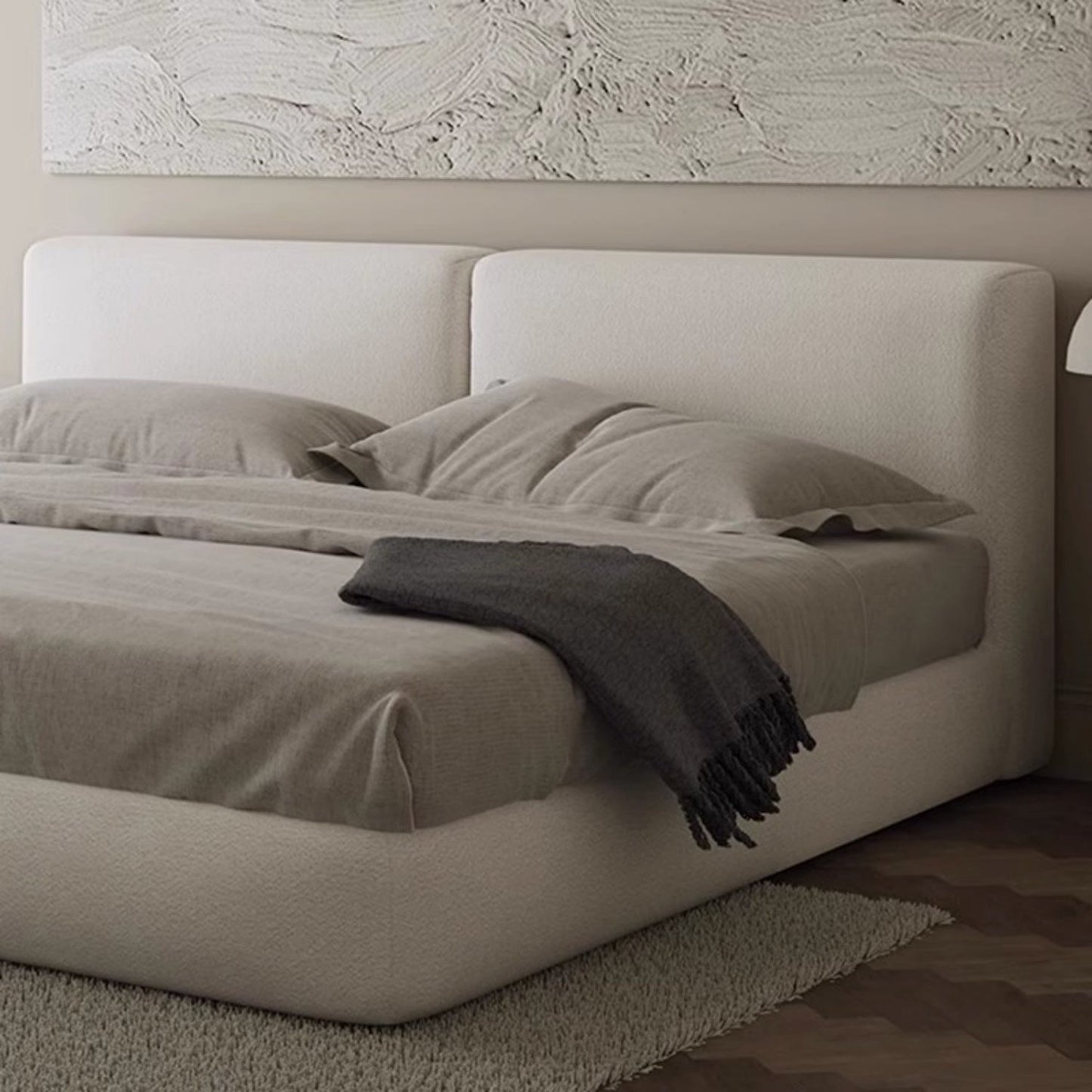 ABC HOME Bed: Linen Natural Modern