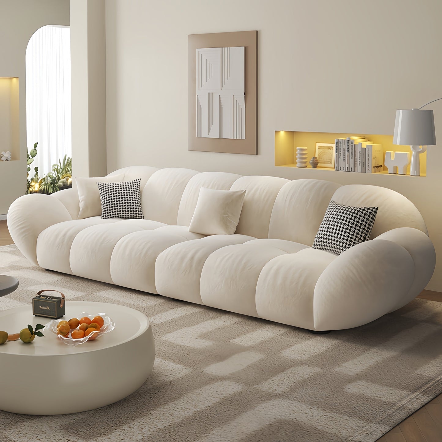 ABC Home Light Luxury Fabric Cloud Shaped Sofa set for Livingroom