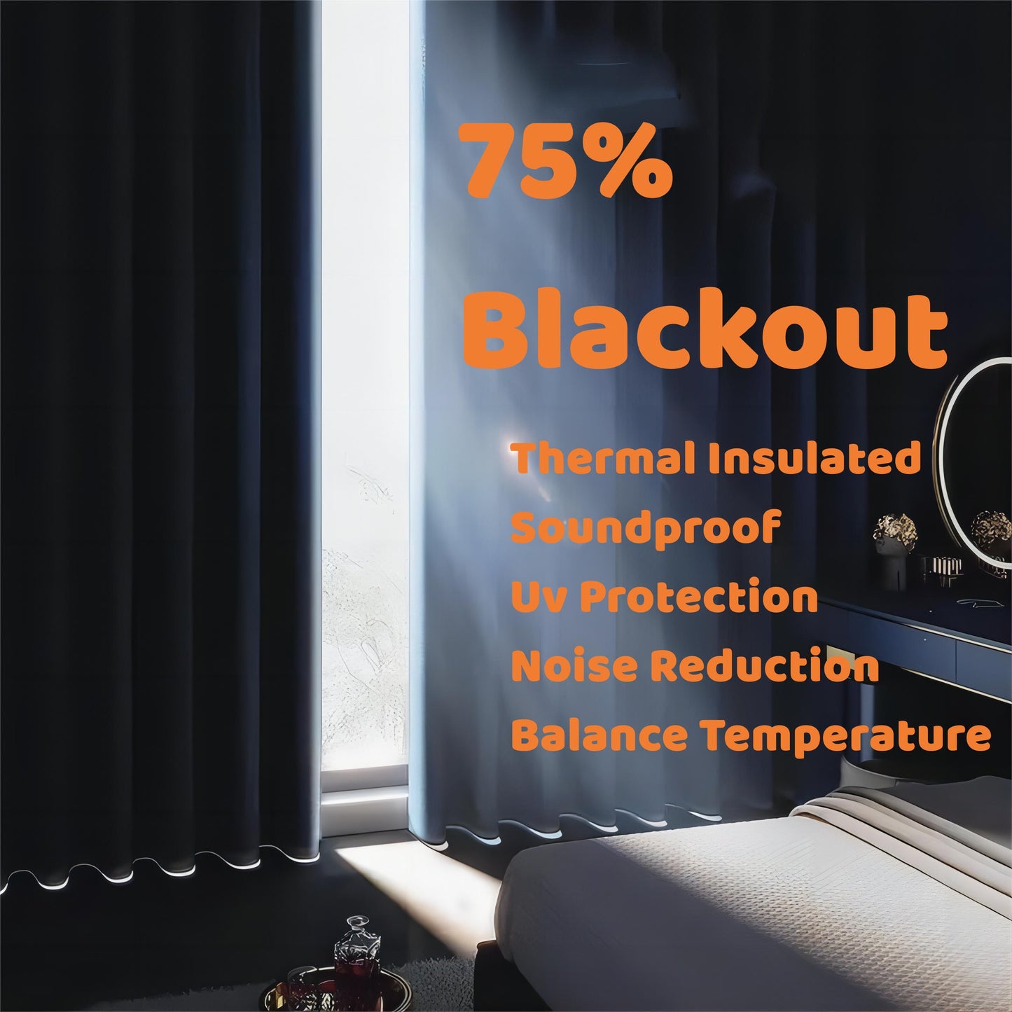 2 Panels 60% Blackout Curtains for Living Room Thermal Insulated Bedroom Darkening Drapes for Basics Room Window