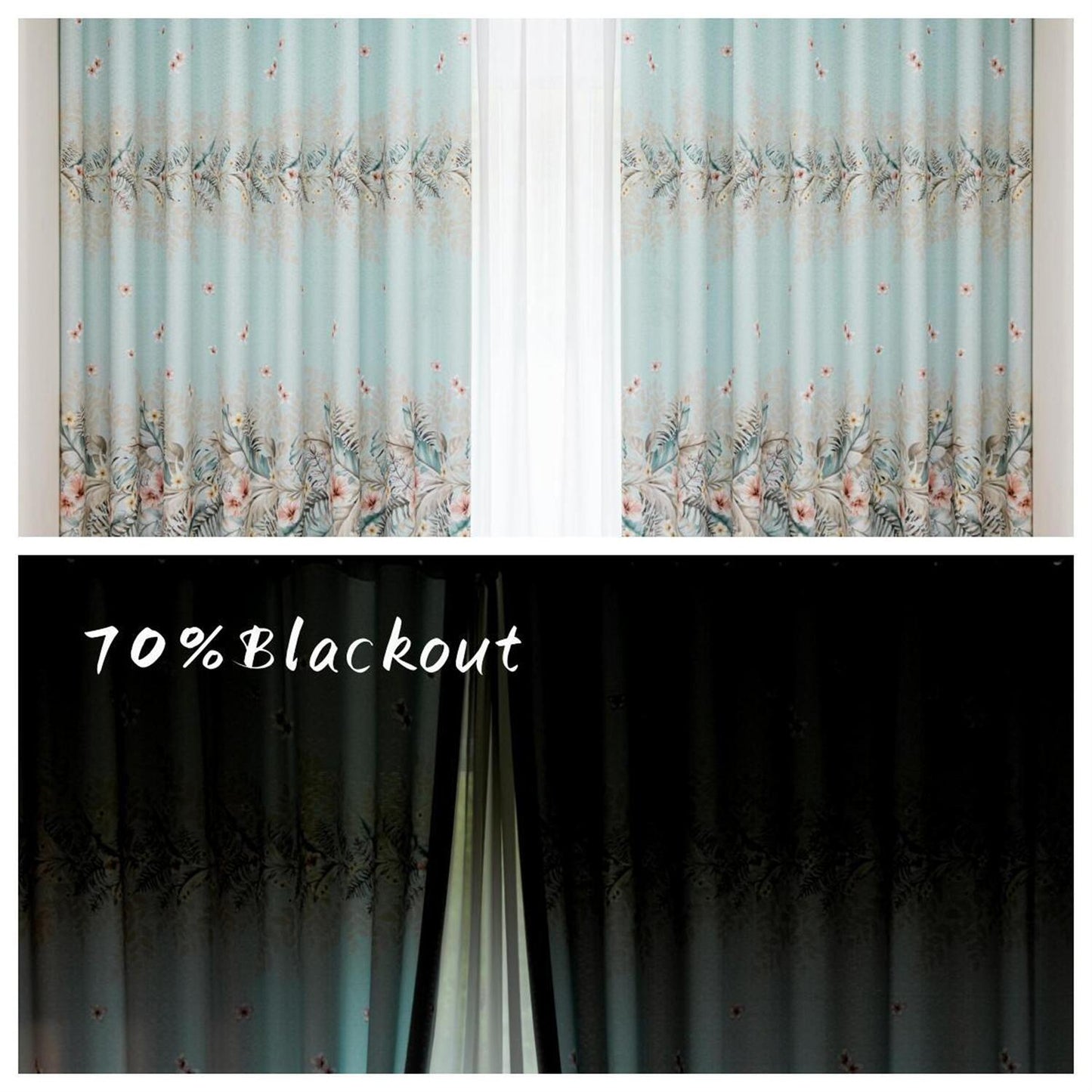 2 Panels 60% Blackout Colorful Flowers Floral Curtains for Living Room Thermal Insulated Bedroom Darkening Drapes for Basics Room Window