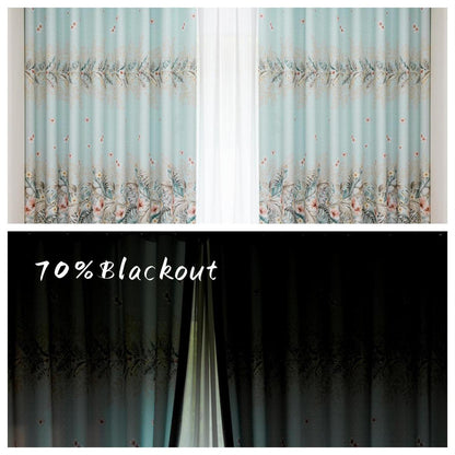2 Panels 60% Blackout Colorful Flowers Floral Curtains for Living Room Thermal Insulated Bedroom Darkening Drapes for Basics Room Window