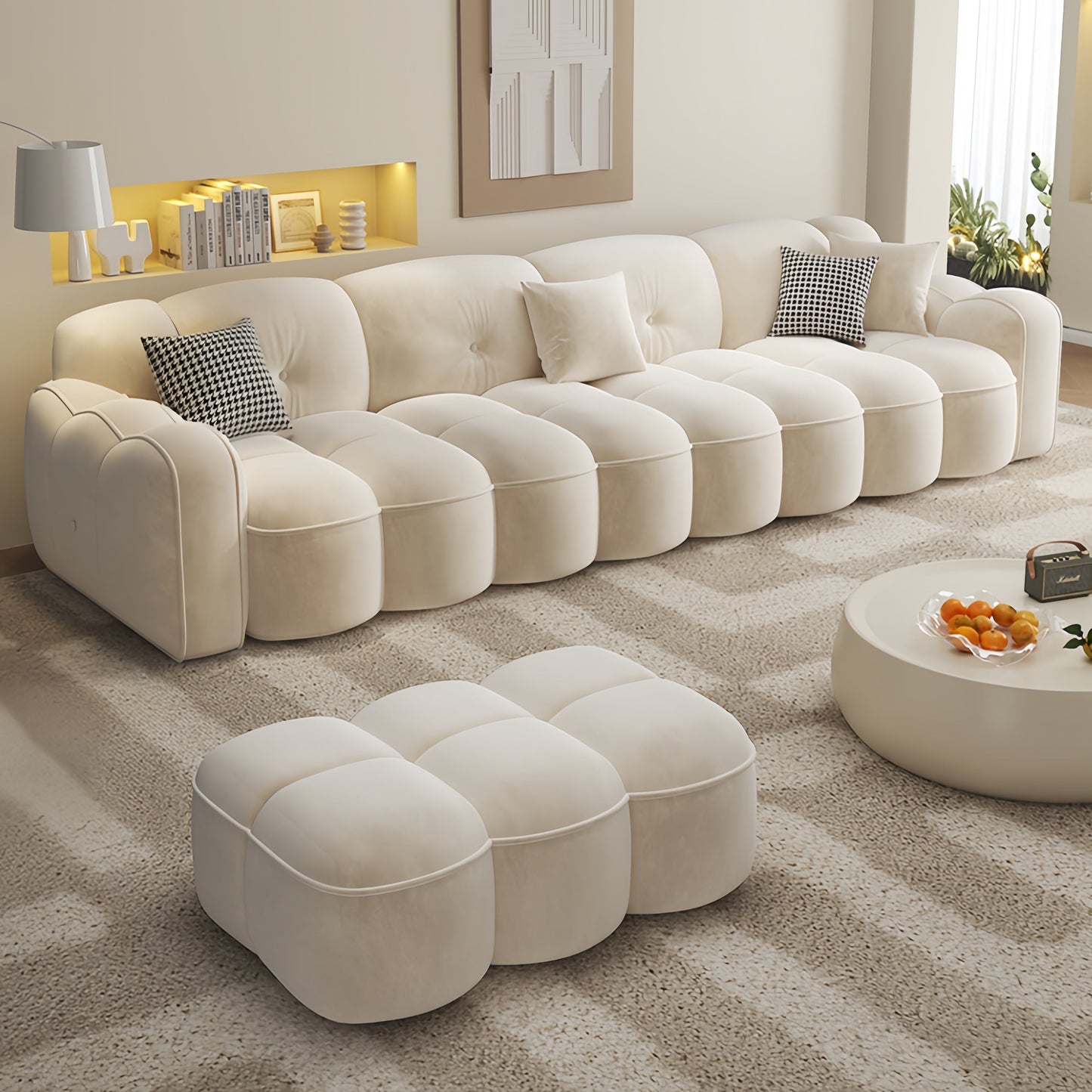 ABC Home Light Luxury Fabric Cloud Shaped Sofa set for Livingroom