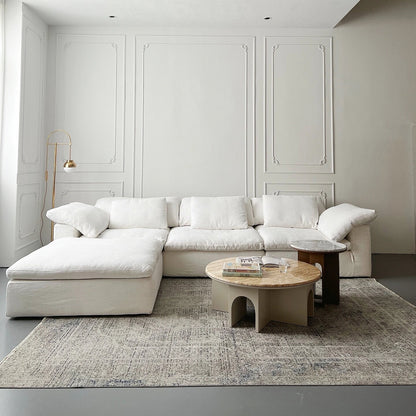 ABC Home Light Luxury Linen Cotton  Fabric Cloud Shaped Sofa set for Livingroom