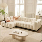 Load image into Gallery viewer, AAH Home Fleece Fabric Overstuffed Multifunction Cloud L-shaped Sofa Chair set for Livingroom Office AAH HOME

