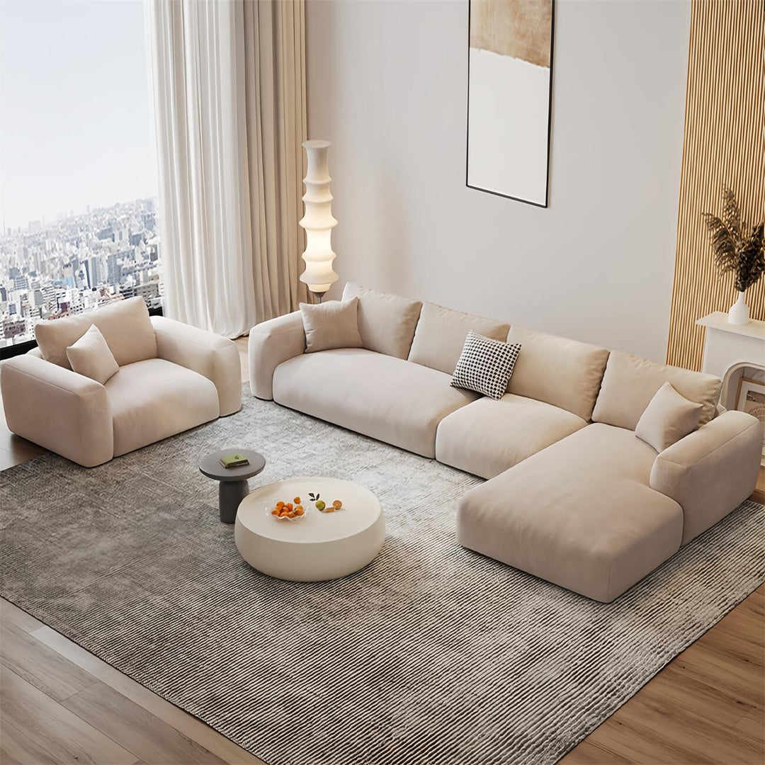 ABC Home Fleece Fabric Overstuffed Multifunction Sofa set for Livingroom Office