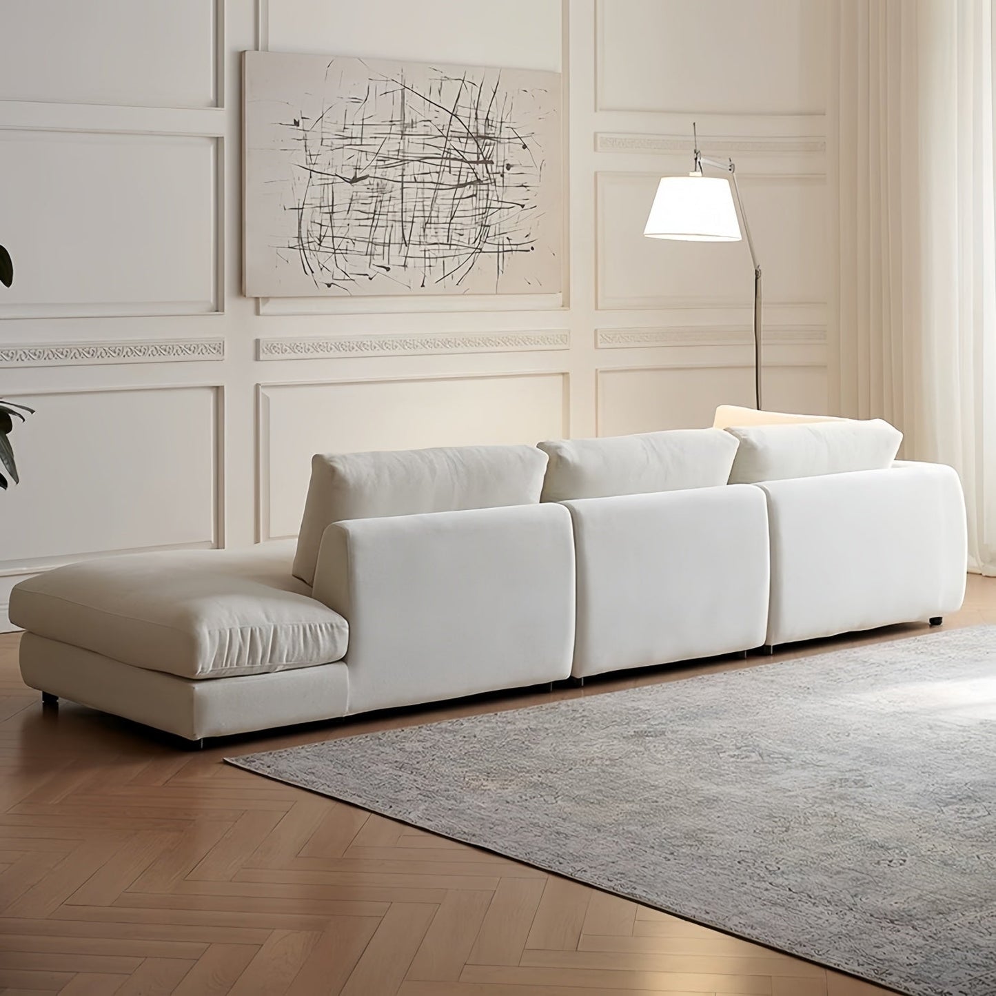ABC HOME Sofa with Linen & Wood