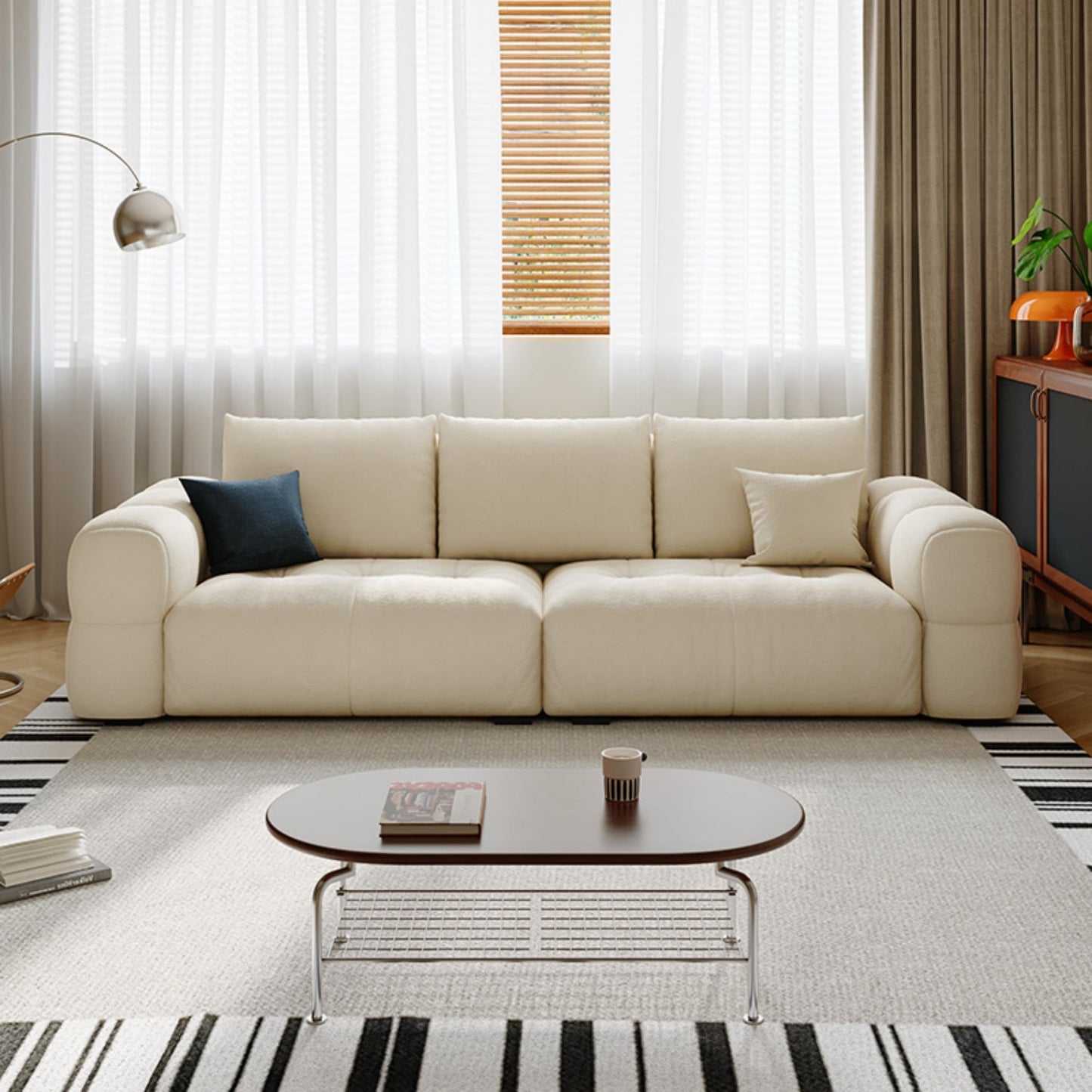 ABC HOME Sofa: Wood Beige Cloud