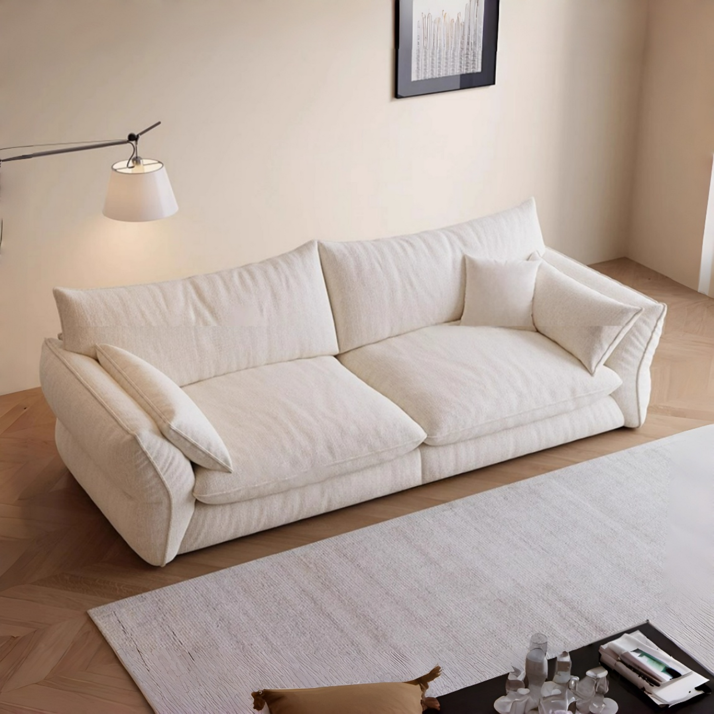 ABC HOME Wood White Cloud Sofa | Contemporary Style