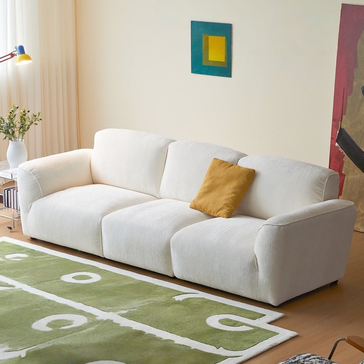 ABC HOME Wood White Cloud Sofa | Contemporary Style