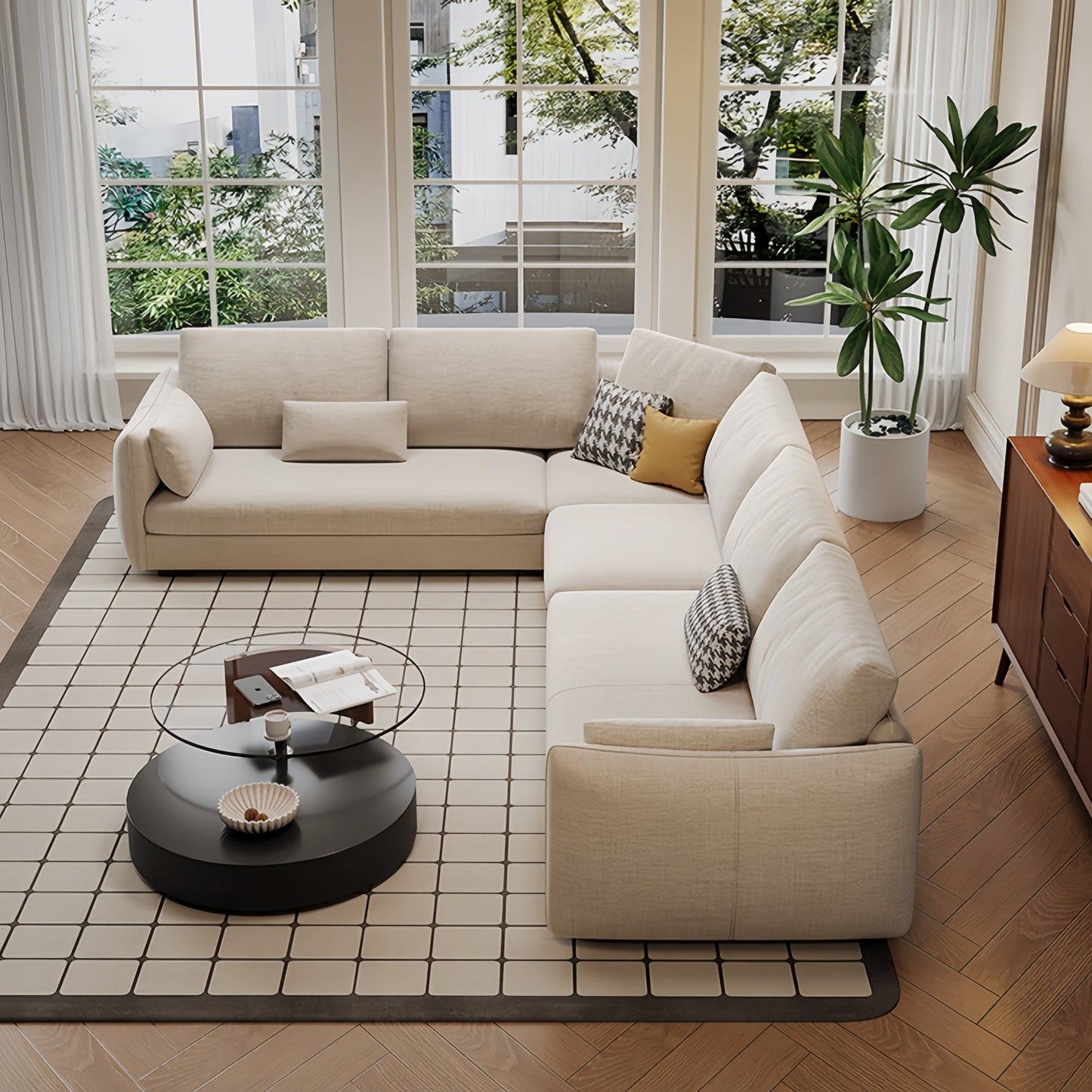 ABC HOME Sofa with Wood & White
