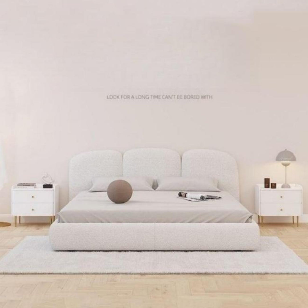 ABC Home Light Luxury Fleece Fabric Wrap Bed Frame for Bedroom Without Mattress