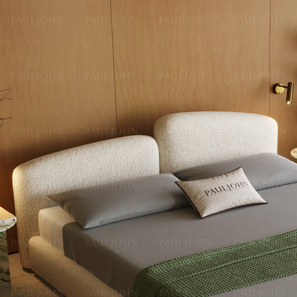ABC HOME Sherpa Wood Beige Bed | Contemporary Style