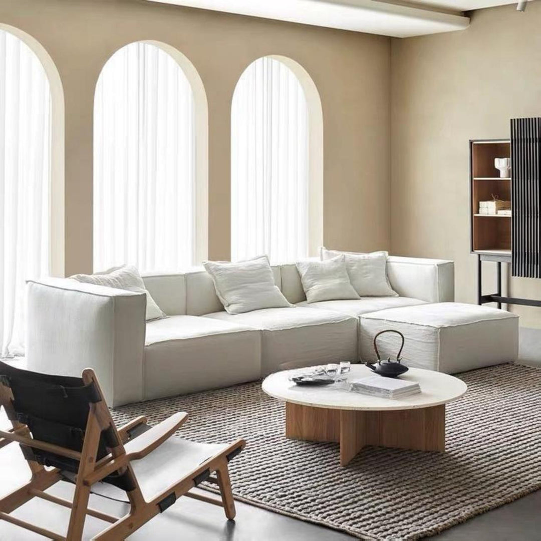 ABC Home Light Luxury Linen Fabric Tofu-block Shaped Sofa set for Livingroom