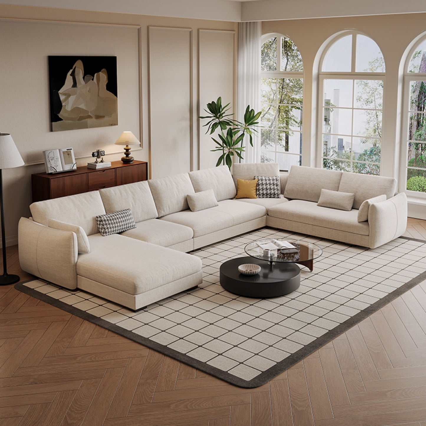 ABC HOME Sofa with Wood & White