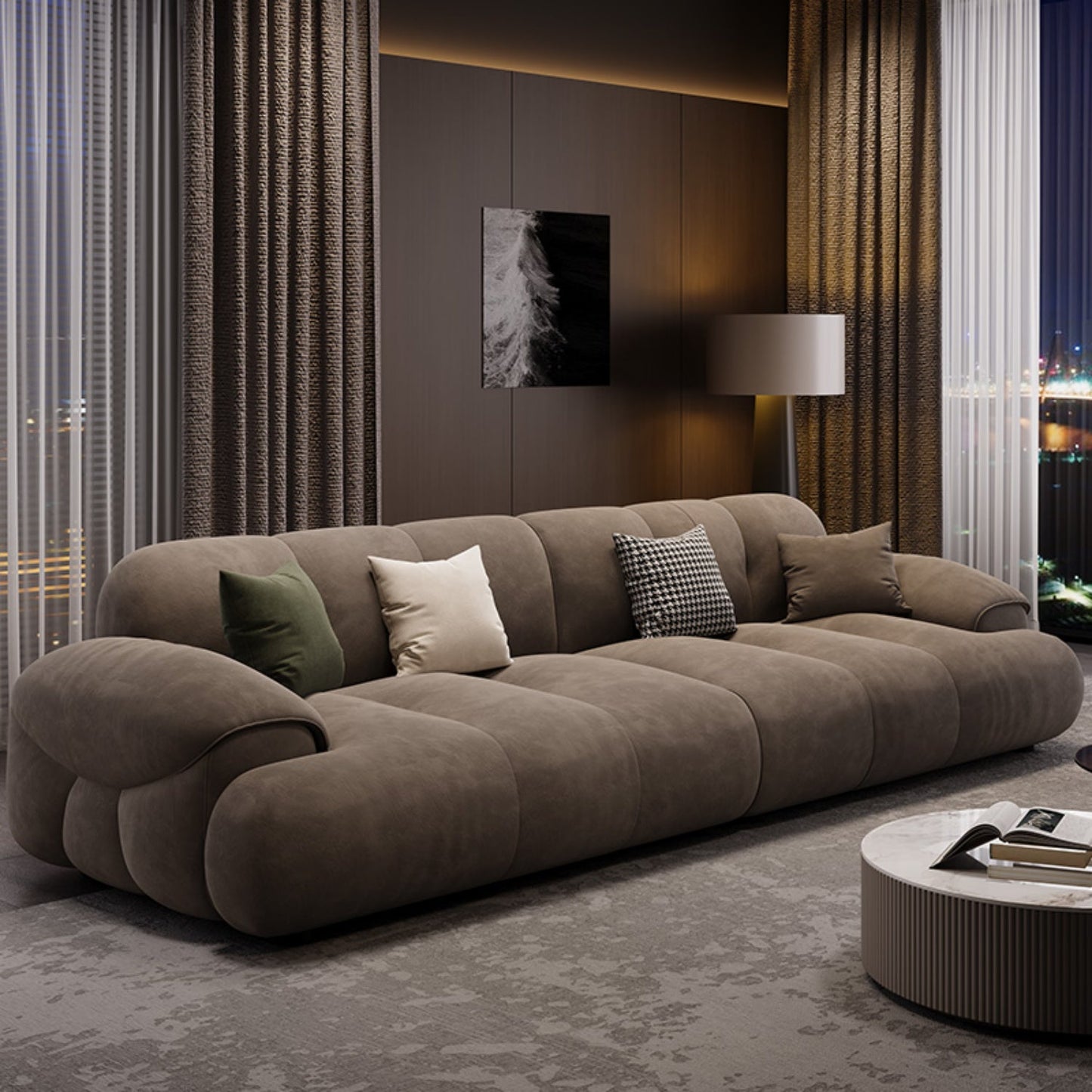 ABC HOME Sofa: Wood Beige Sectional