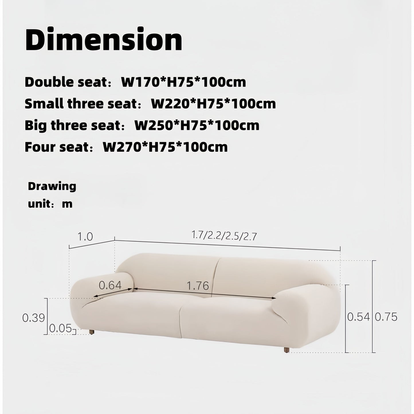 ABC Home Fleece Fabric Overstuffed Multifunction Cloud shaped Sofa Chair set for Livingroom Office