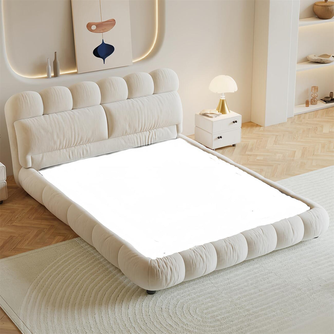 ABC Home Bed Frame Modern Velvet King Queen Size for bedroom Without Mattress