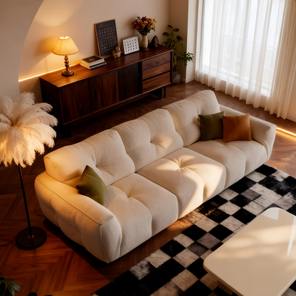 ABC HOME Wood White Cloud Sofa | Contemporary Style