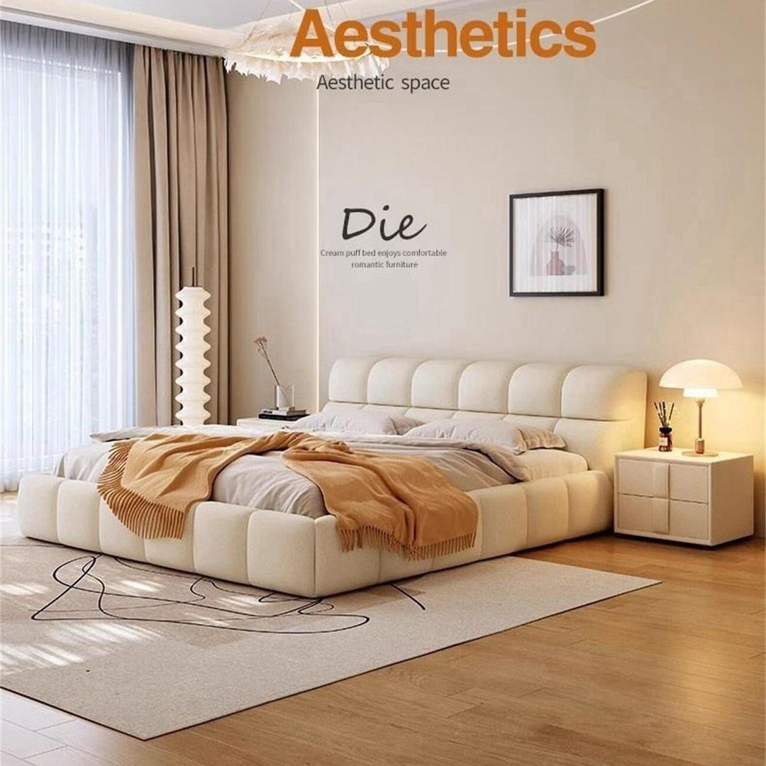 ABC Home Light Luxury Modern  Leather Wrap Bed Frame for Bedroom Without Mattress