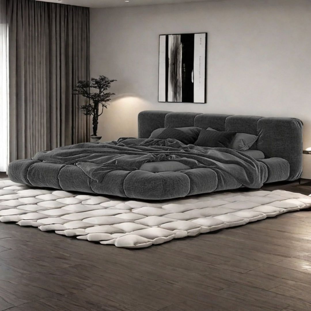 ABC Home Bed Frame Modern Velvet King Queen Size for bedroom Without Mattress