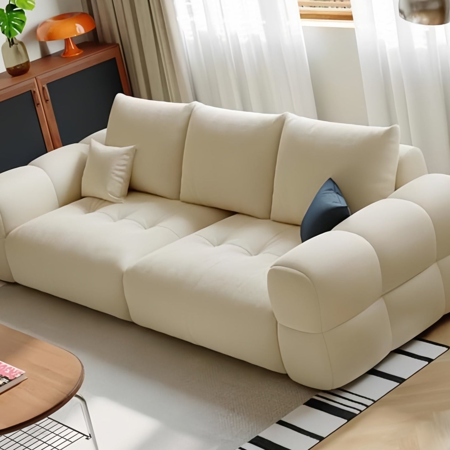 ABC HOME Sofa: Wood Beige Cloud
