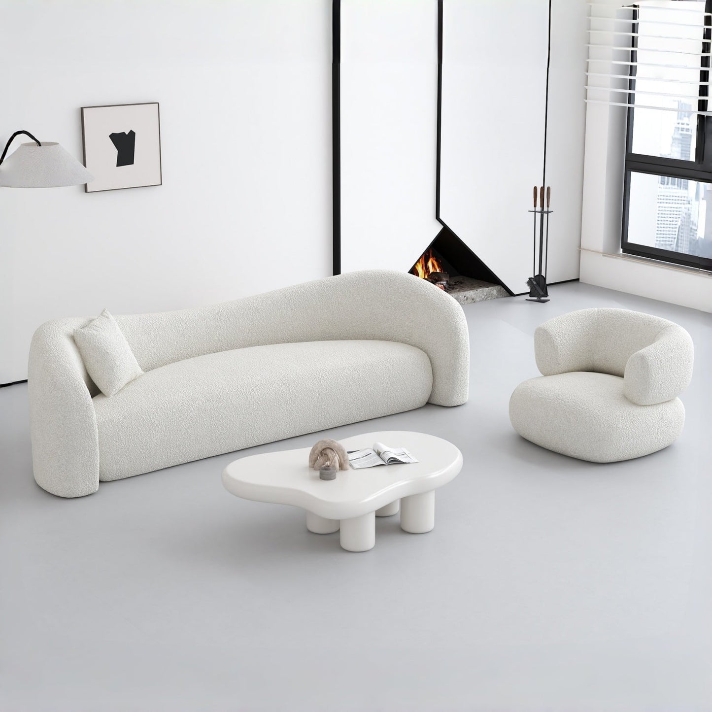 ABC HOME Sofa: Wood White Cloud