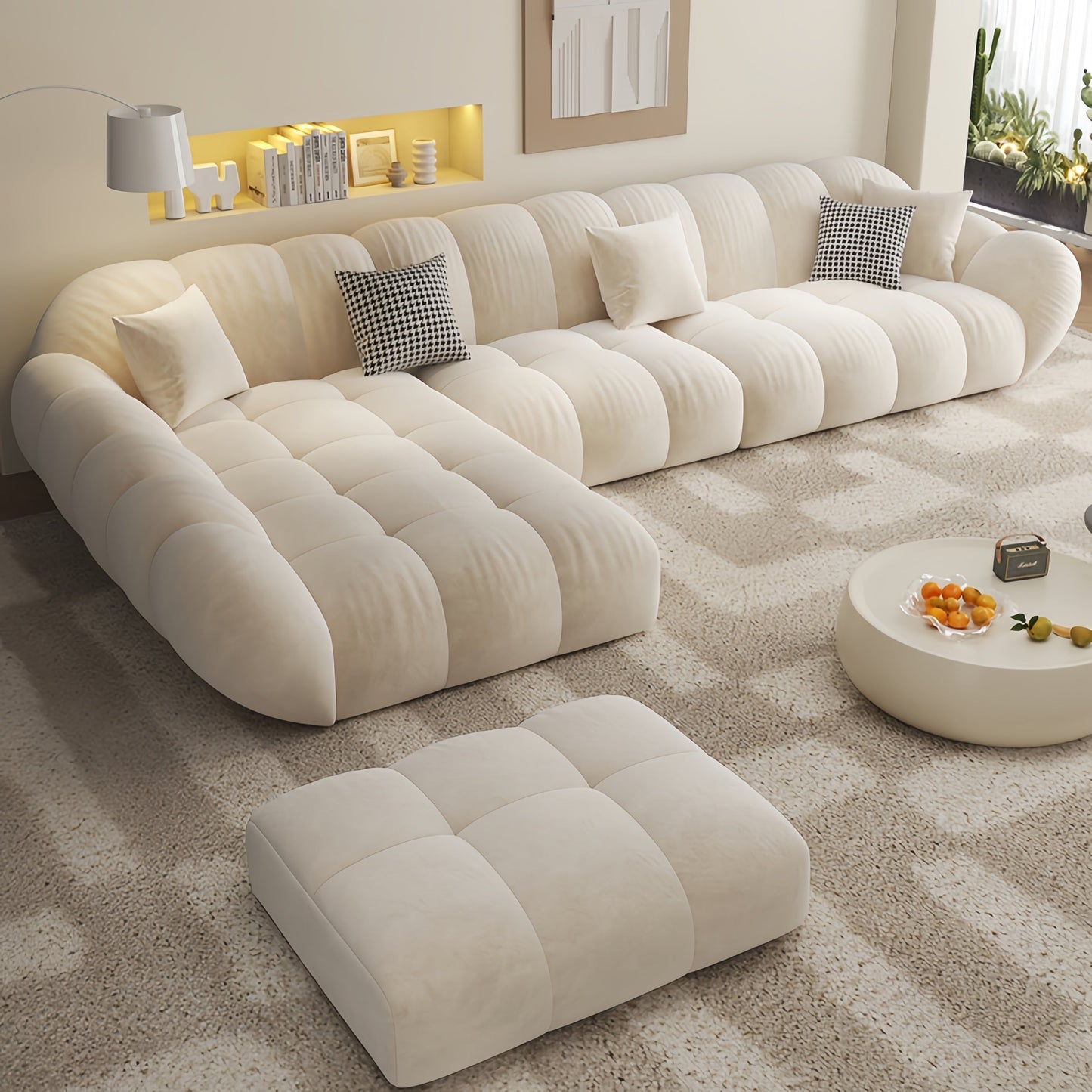 ABC Home Fleece Fabric Overstuffed Multifunction Sofa set for Livingroom Office