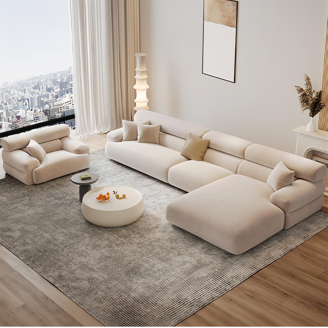 ABC Home Fleece Fabric Overstuffed Multifunction Sofa set for Livingroom Office