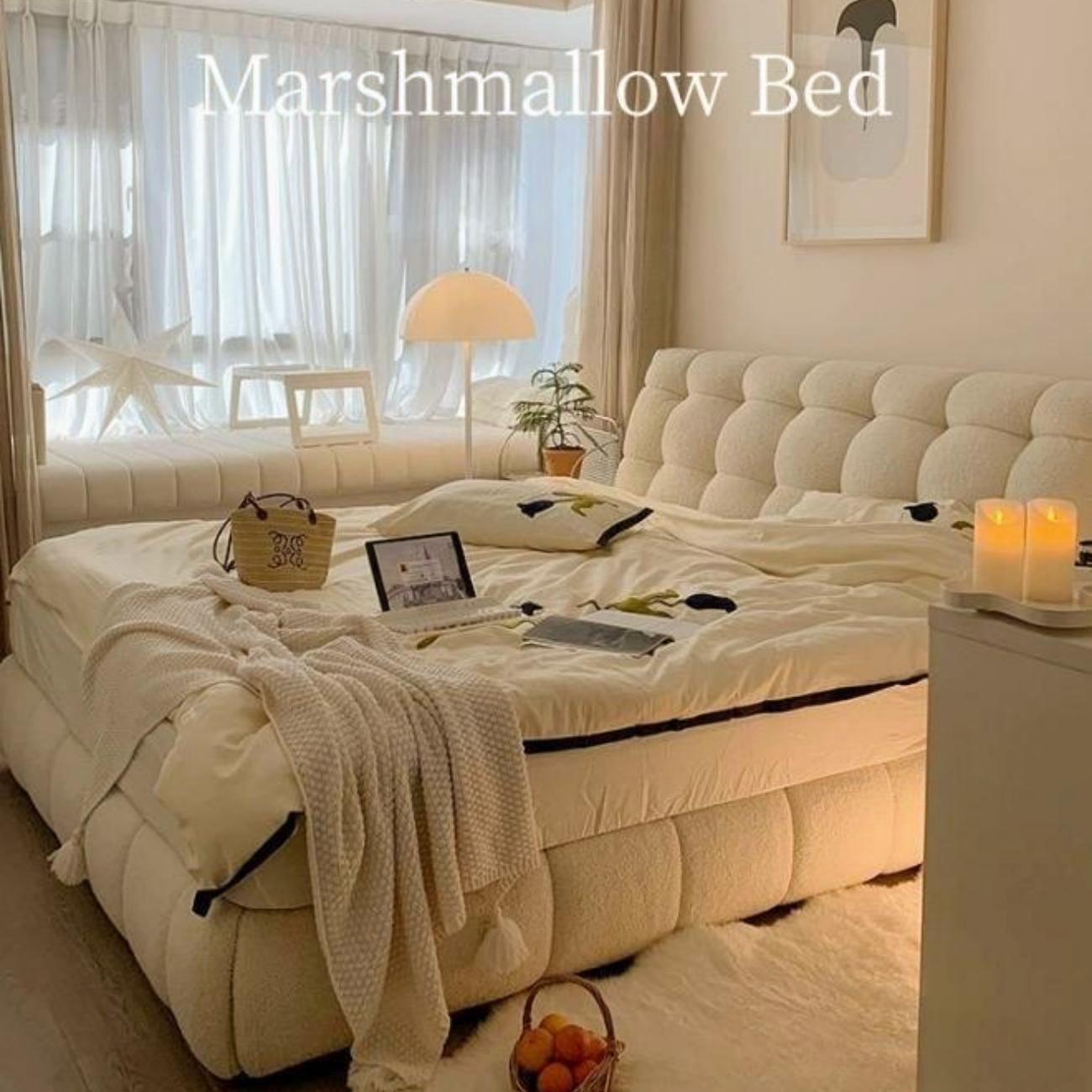 ABC Home Light Luxury Fleece Fabric Wrap Bed Frame for Bedroom Without Mattress