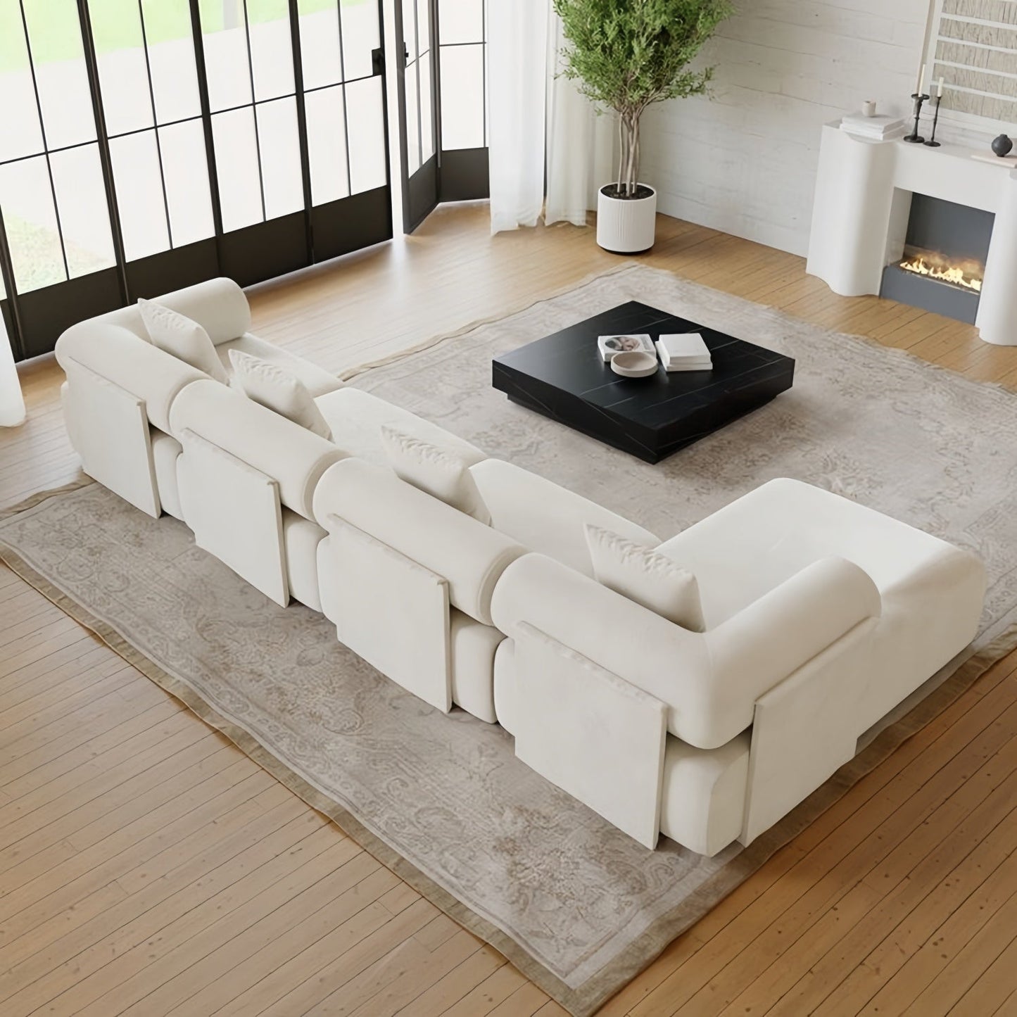ABC HOME Wood White Natural Sofa | Contemporary Style