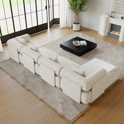 ABC HOME Wood White Natural Sofa | Contemporary Style