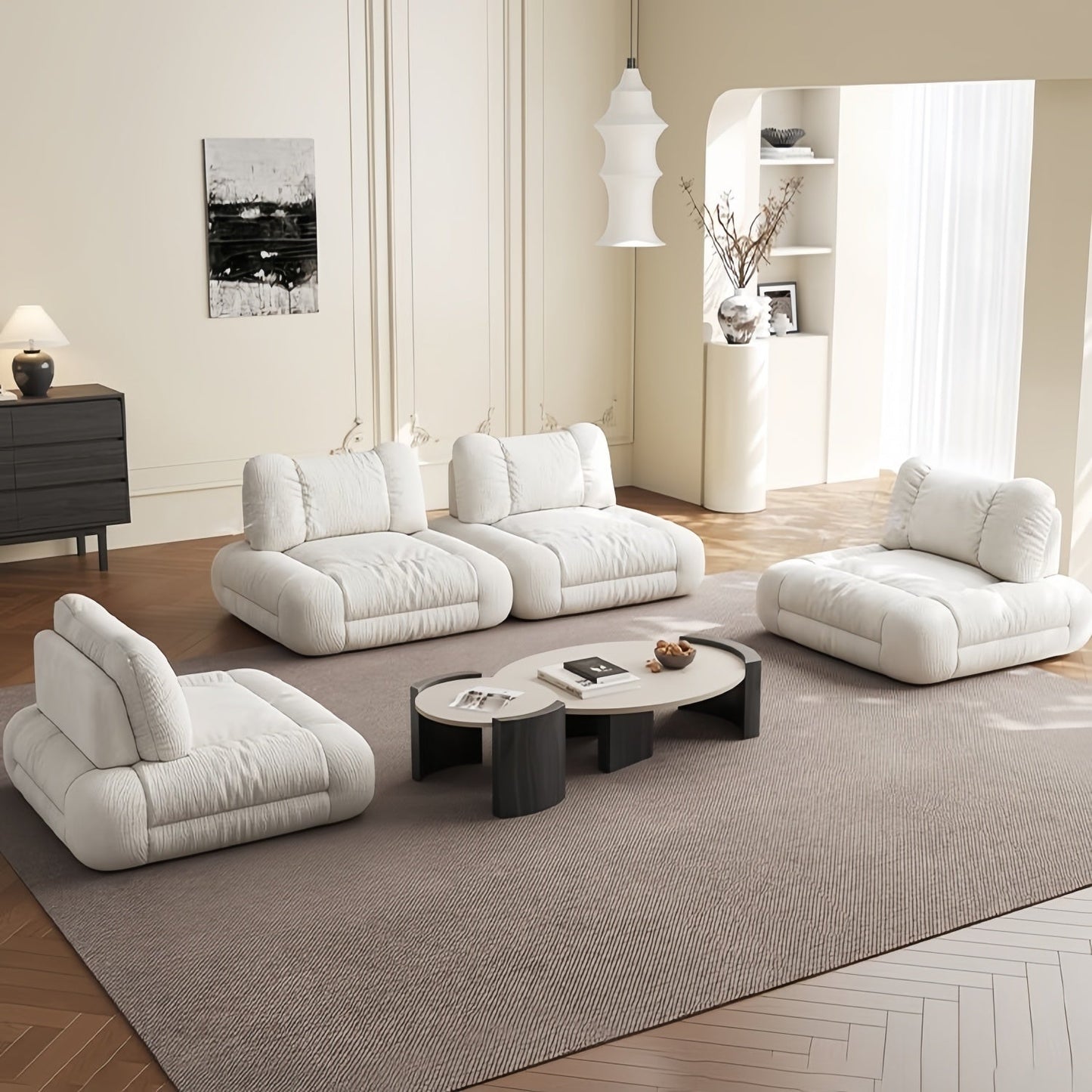 ABC HOME Sofa: Wood White Cloud