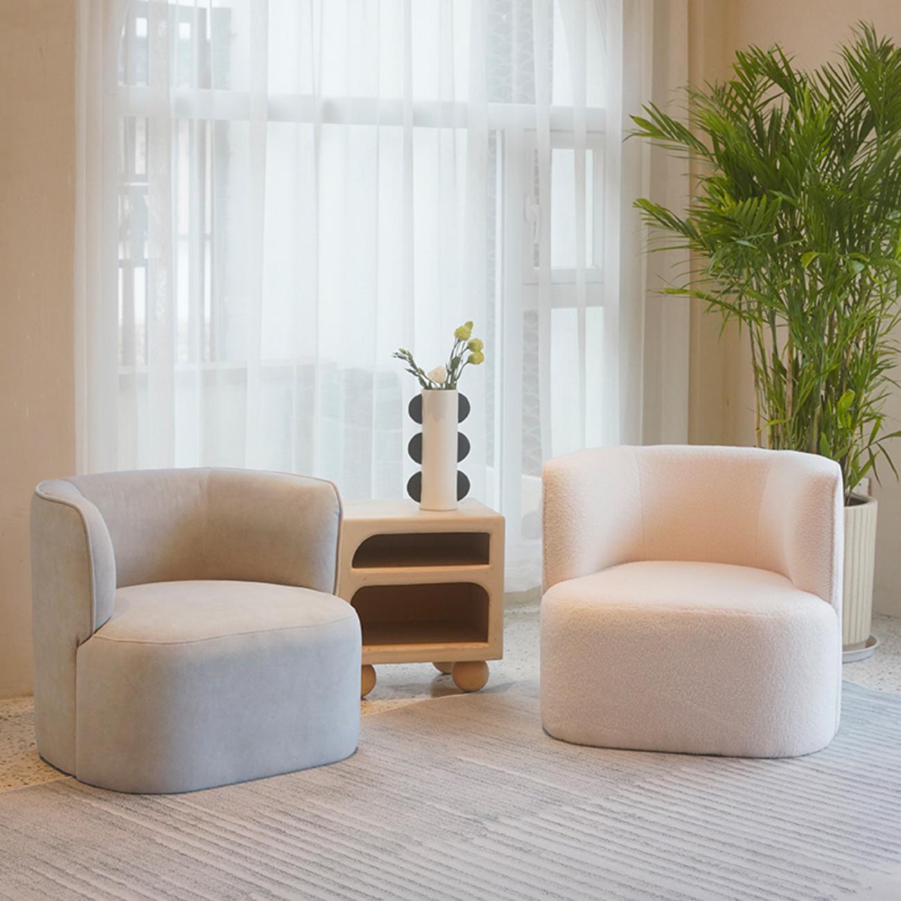 Fleece lounge chair and ottoman combo - beige color perfect for reading nook or living room
