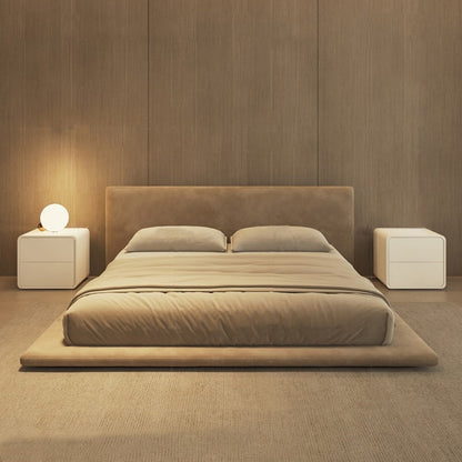 ABC HOME Bed: Linen Wood Beige