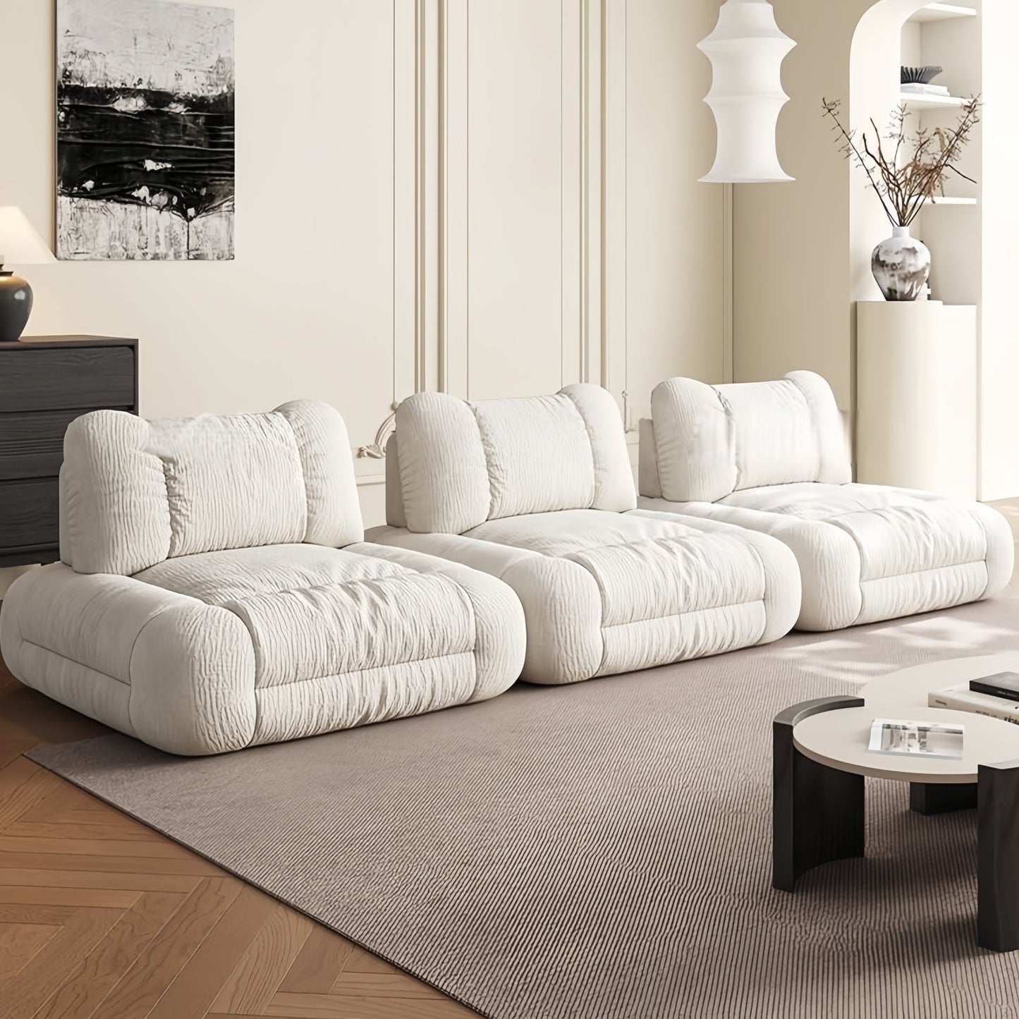 ABC HOME Sofa: Wood White Cloud