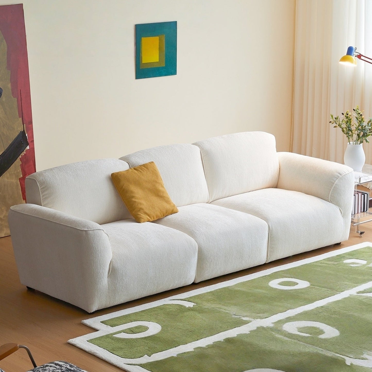 ABC HOME Wood White Cloud Sofa | Contemporary Style
