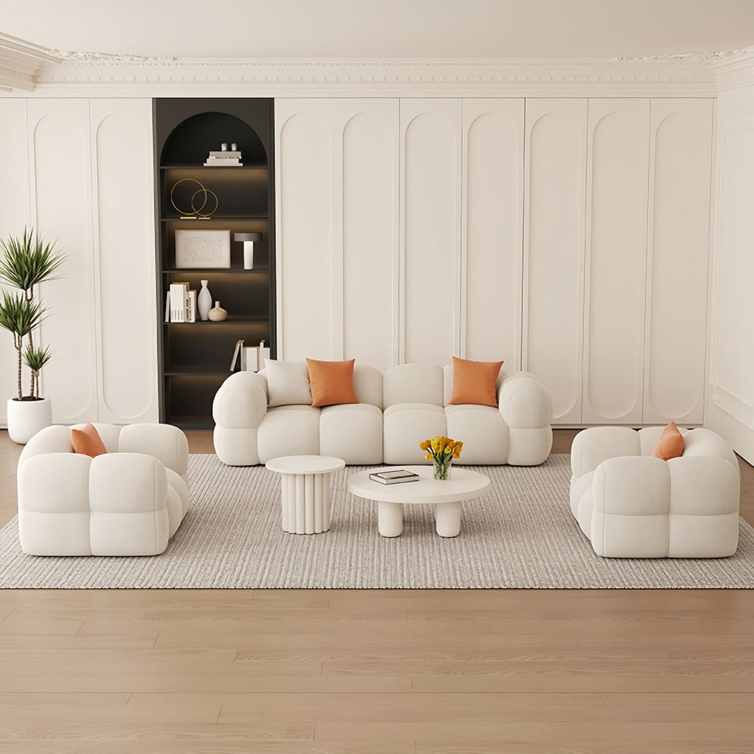 ABC Home Light Luxury Fabric Cloud Shaped Sofa set for Livingroom