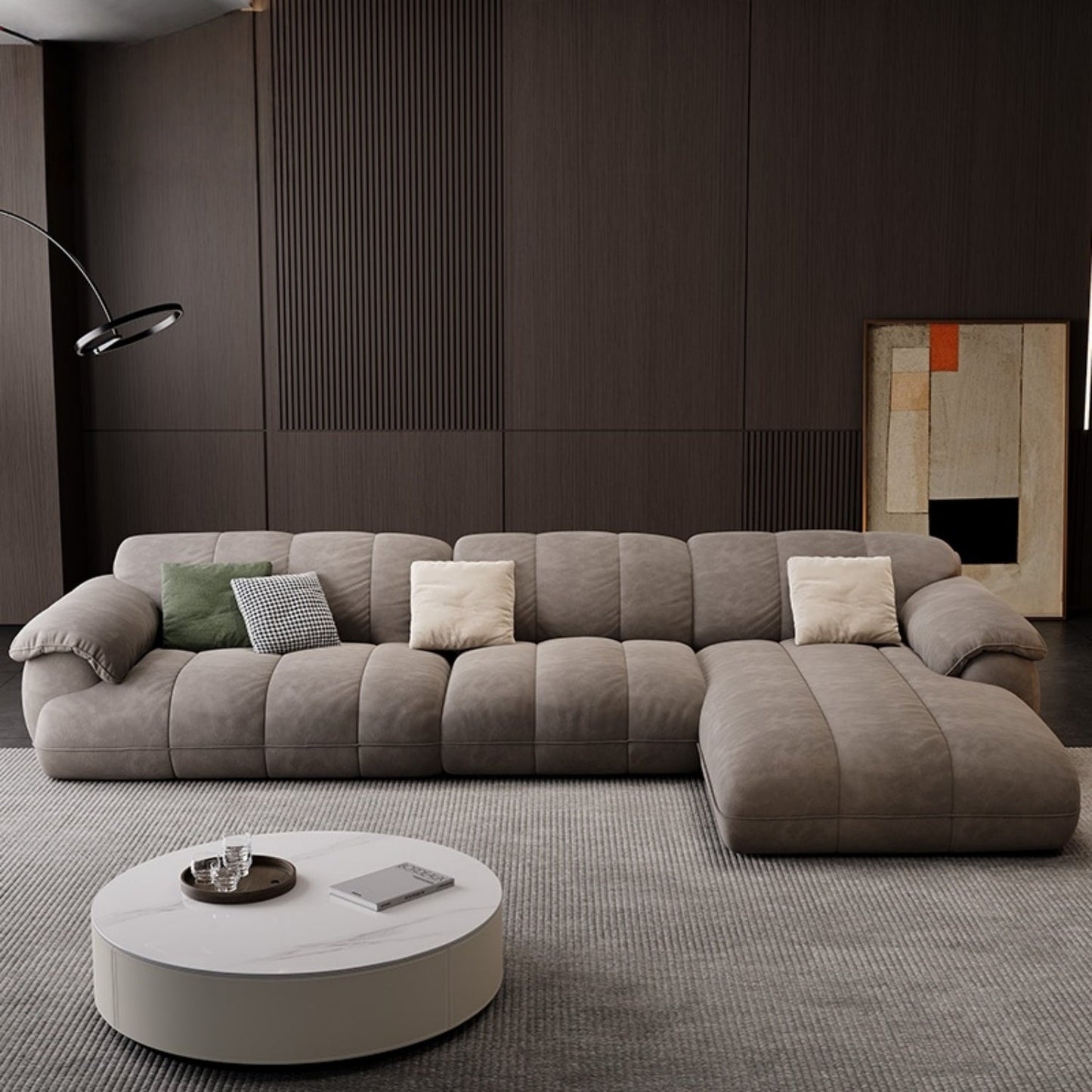 ABC HOME Wood Beige Sectional Sofa Collection