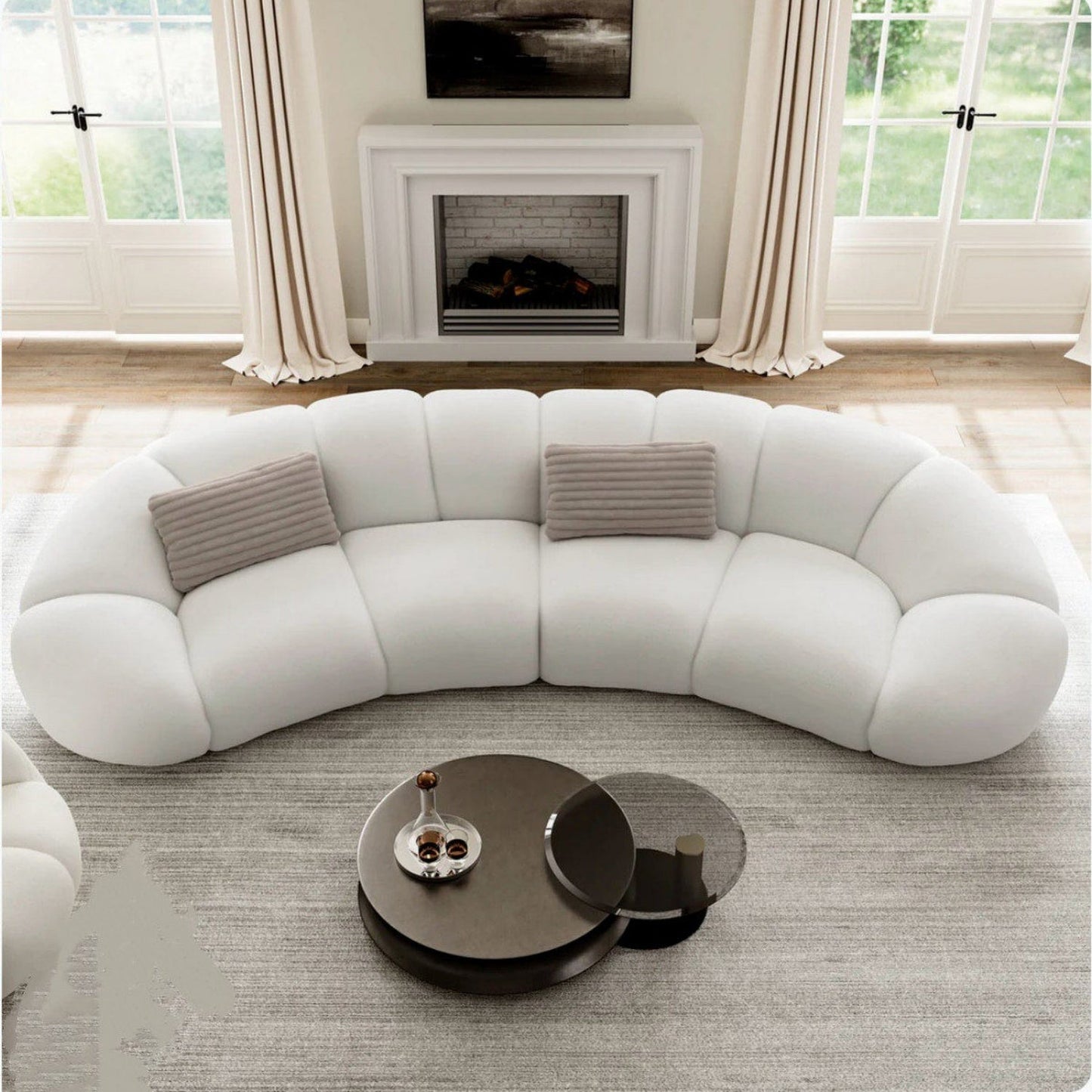 ABC HOME Sofa with Wood & White
