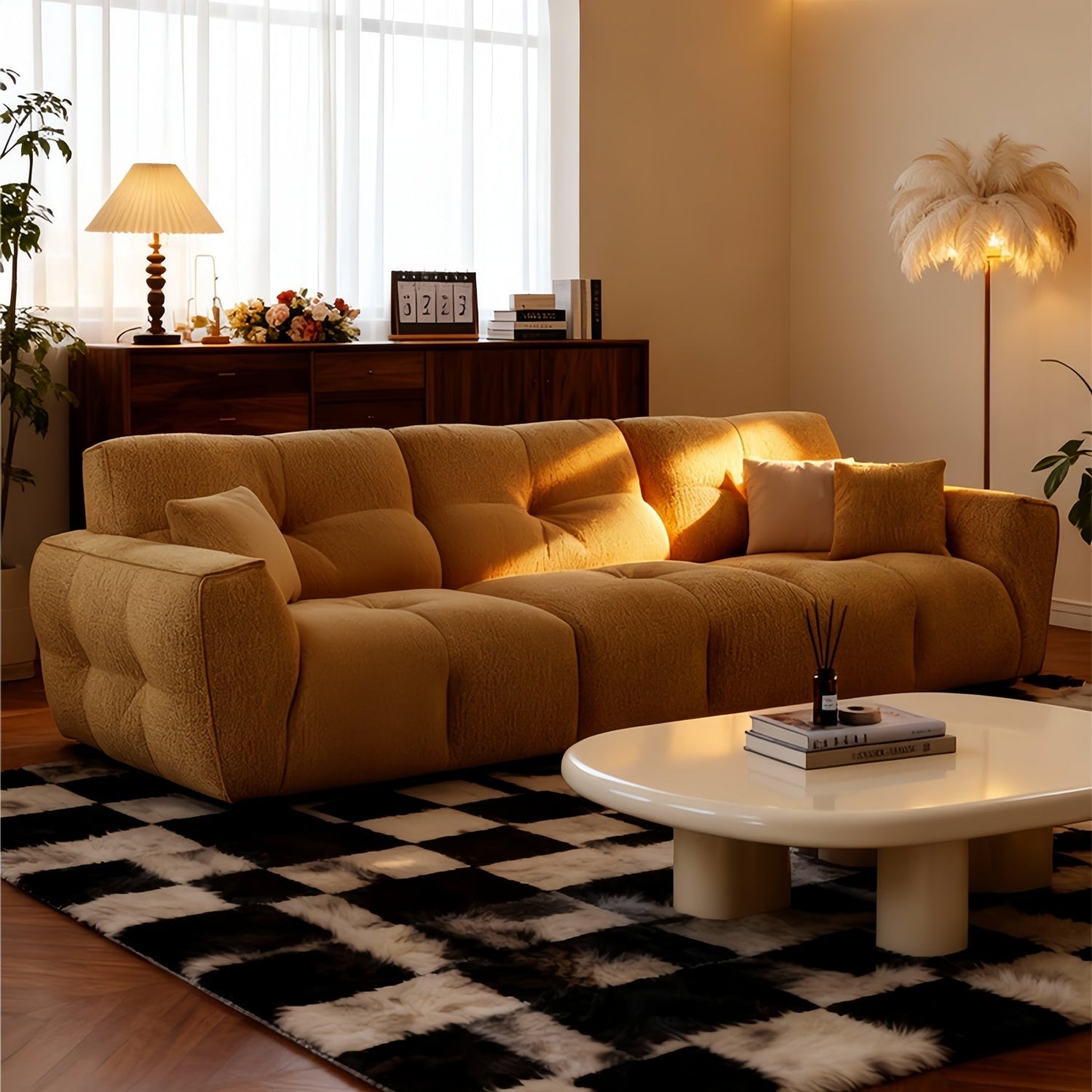 ABC HOME Wood White Cloud Sofa | Contemporary Style