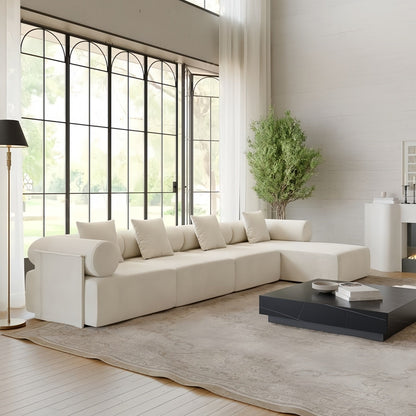 ABC HOME Wood White Natural Sofa | Contemporary Style