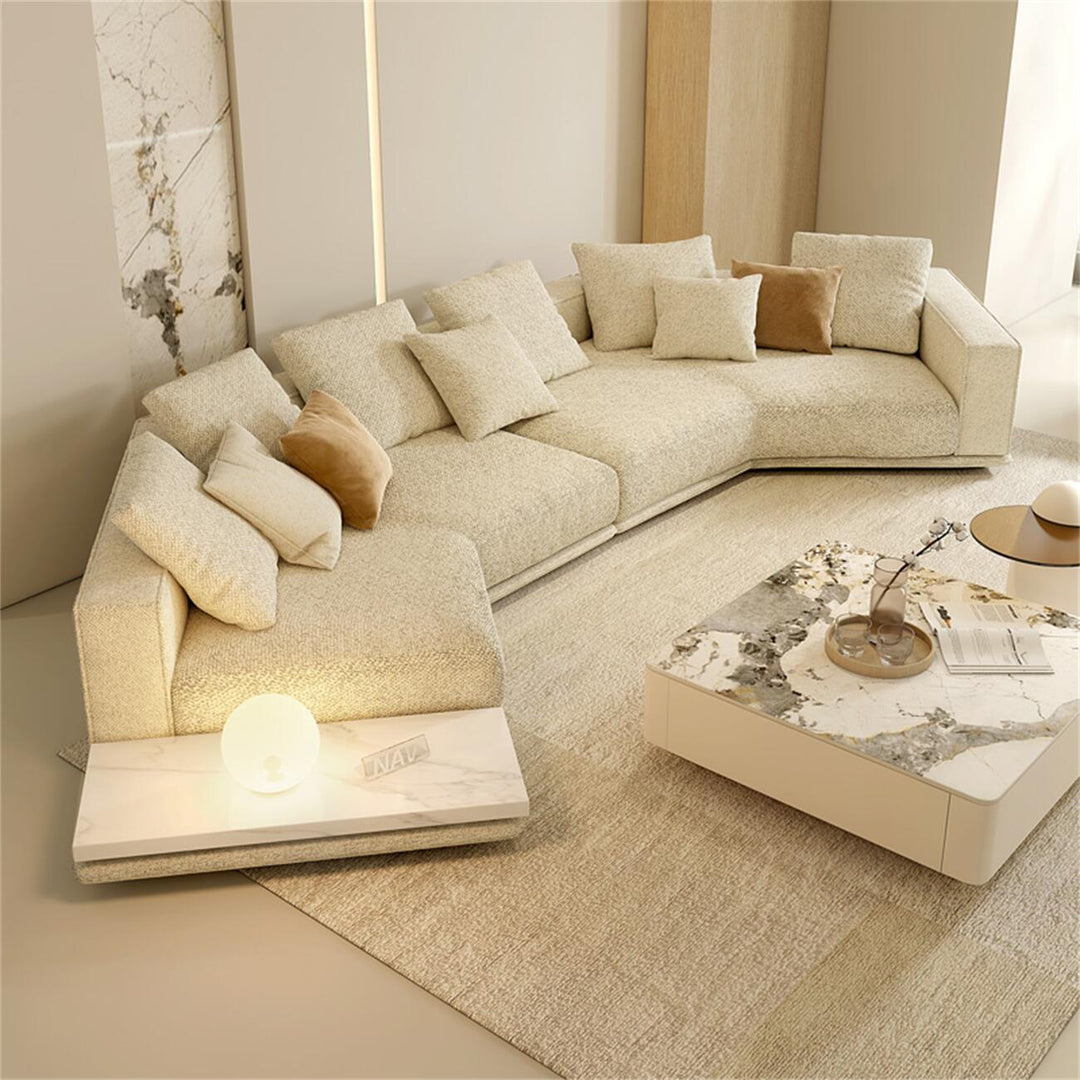 ABC Home Light Luxury Linen Cotton  Fabric Cloud Shaped Sofa set for Livingroom