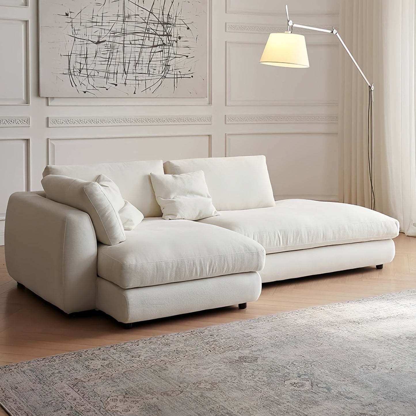 ABC HOME Sofa with Linen & Wood