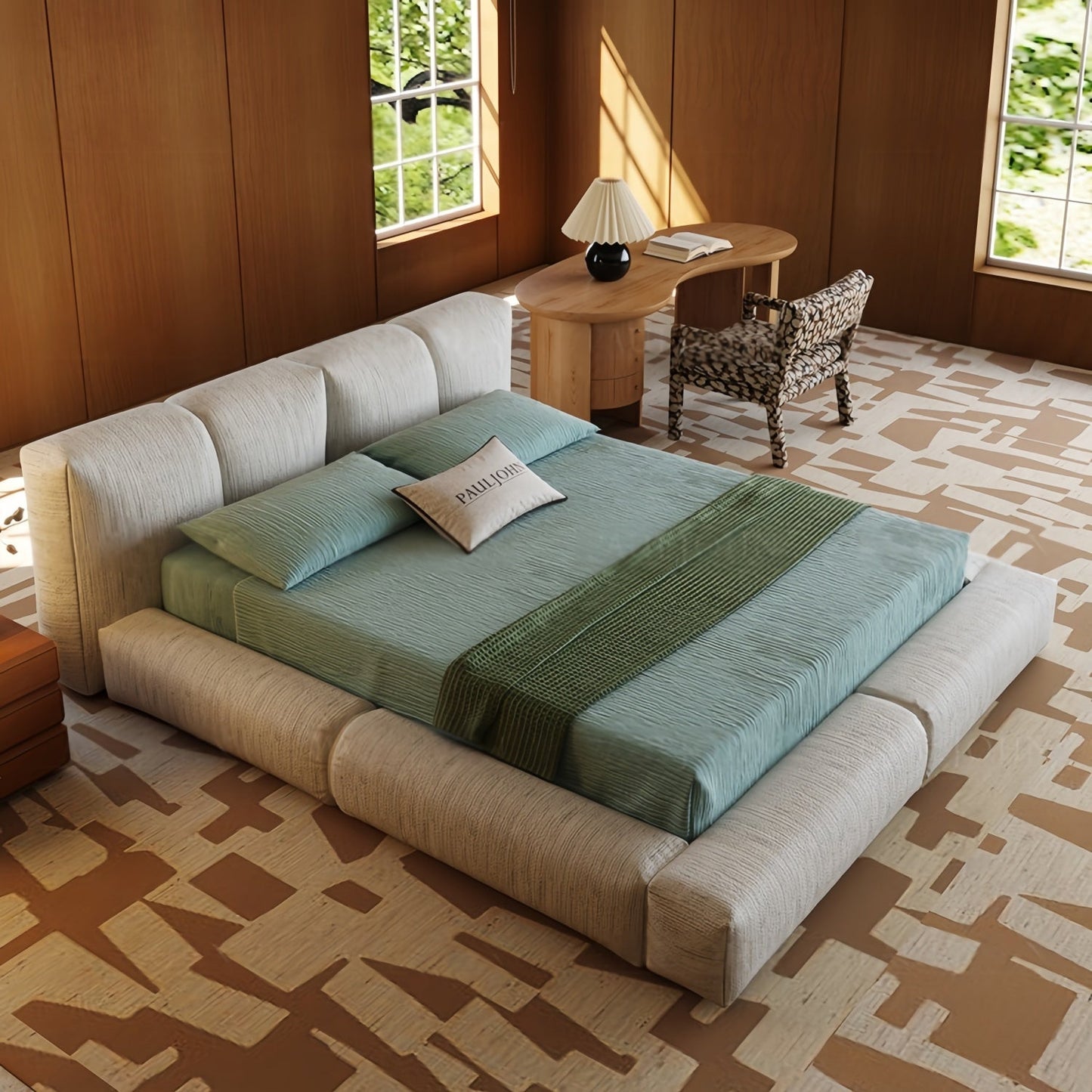 ABC HOME Linen Wood Beige Bed Collection